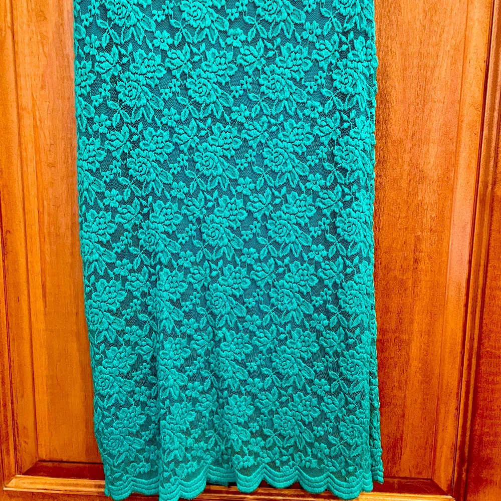 Lace Pencil Skirt Green/Teal